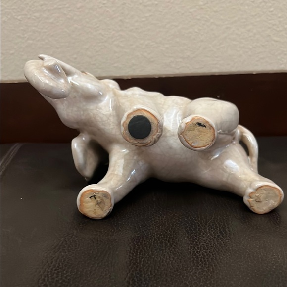 Vtg Elephant Crackle Glazed Ceramic Figurine - Picture 7 of 7